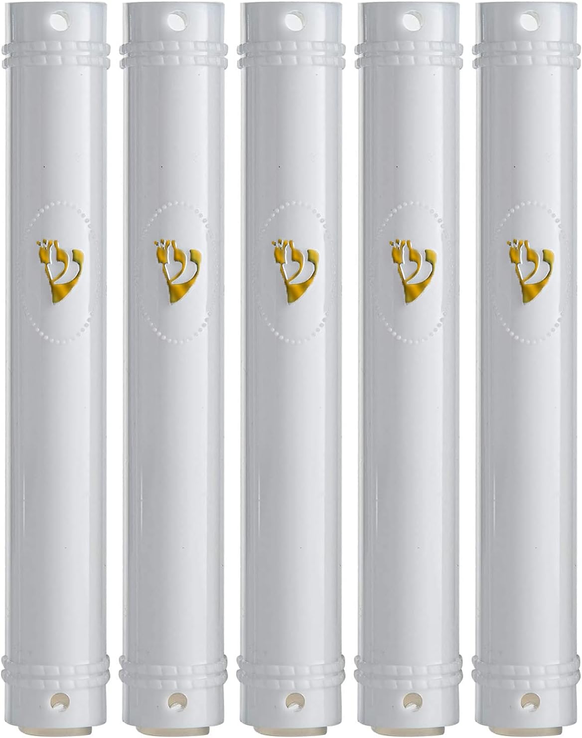 super stam MEZUZAHケースホルダー(シデル) プラスチック半円形ゴールド すね防水ゴムコルク 5個入り(ホワイトとゴ